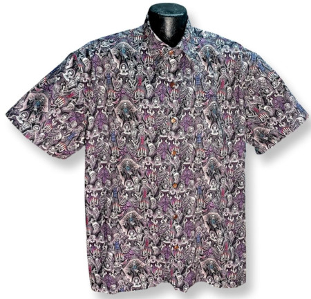 Dia de los Muertos Hawaiian Shirt- Made in USA- Cotton